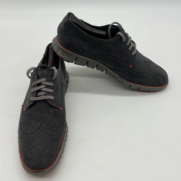 Cole Haan Zerogrand Wingtip Oxford Dark Gray Canvas Mens Size 9.5 M Dress Shoes. main image 7